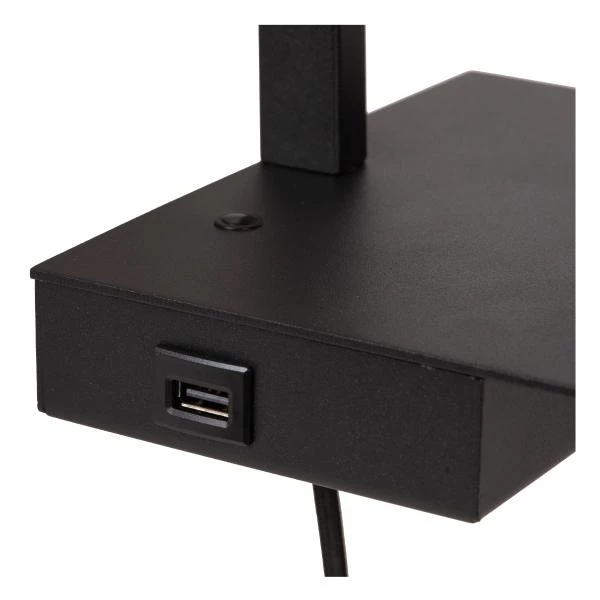 Lucide GREGORY - Bedside lamp - With USB charging point - Black - detail 4
